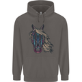 A Tribal Horse Equestrian Mens 80% Cotton Hoodie Charcoal