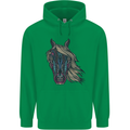 A Tribal Horse Equestrian Mens 80% Cotton Hoodie Irish Green