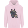 A Tribal Horse Equestrian Mens 80% Cotton Hoodie Light Pink