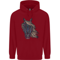 A Tribal Horse Equestrian Mens 80% Cotton Hoodie Red