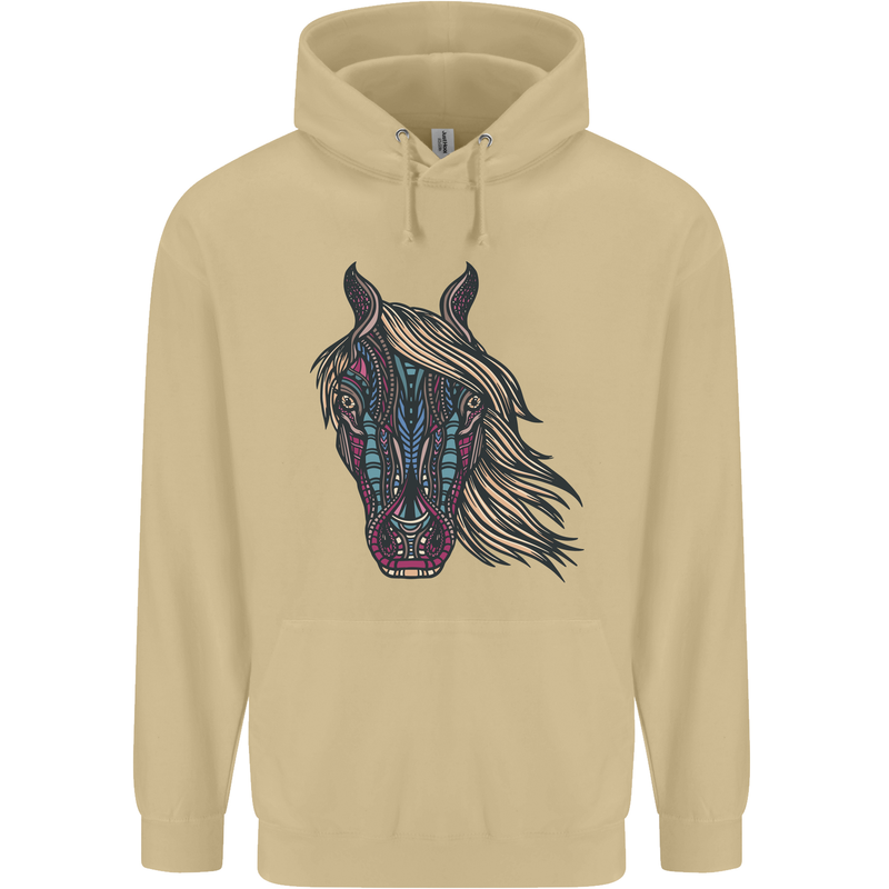 A Tribal Horse Equestrian Mens 80% Cotton Hoodie Sand