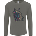 A Tribal Horse Equestrian Mens Long Sleeve T-Shirt Charcoal