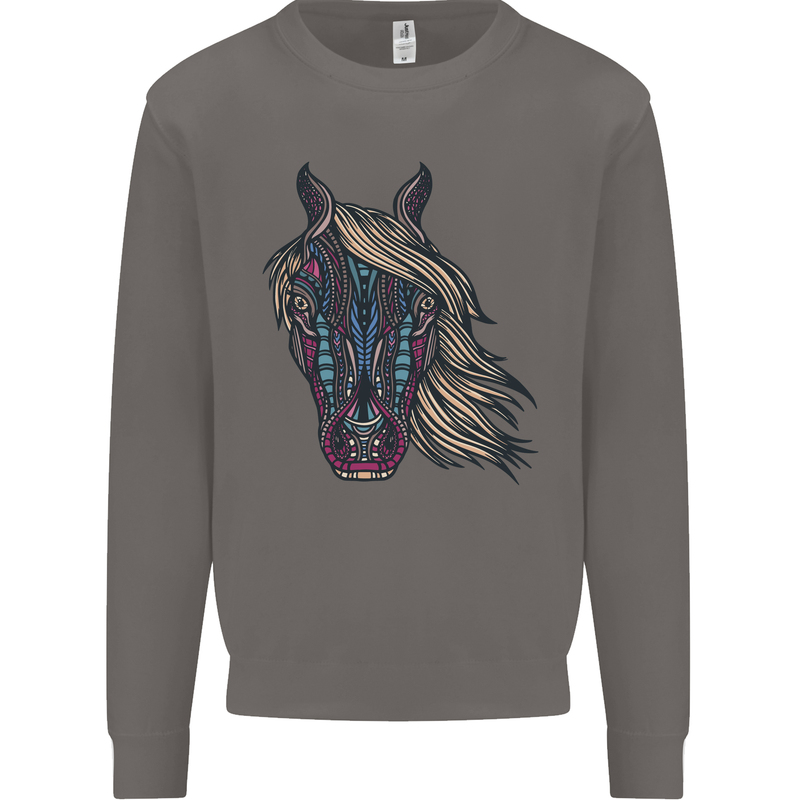 A Tribal Horse Equestrian Mens Sweatshirt Jumper Charcoal