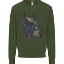 A Tribal Horse Equestrian Mens Sweatshirt Jumper Forest Green