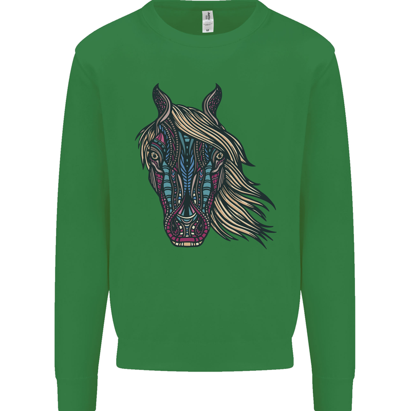 A Tribal Horse Equestrian Mens Sweatshirt Jumper Irish Green