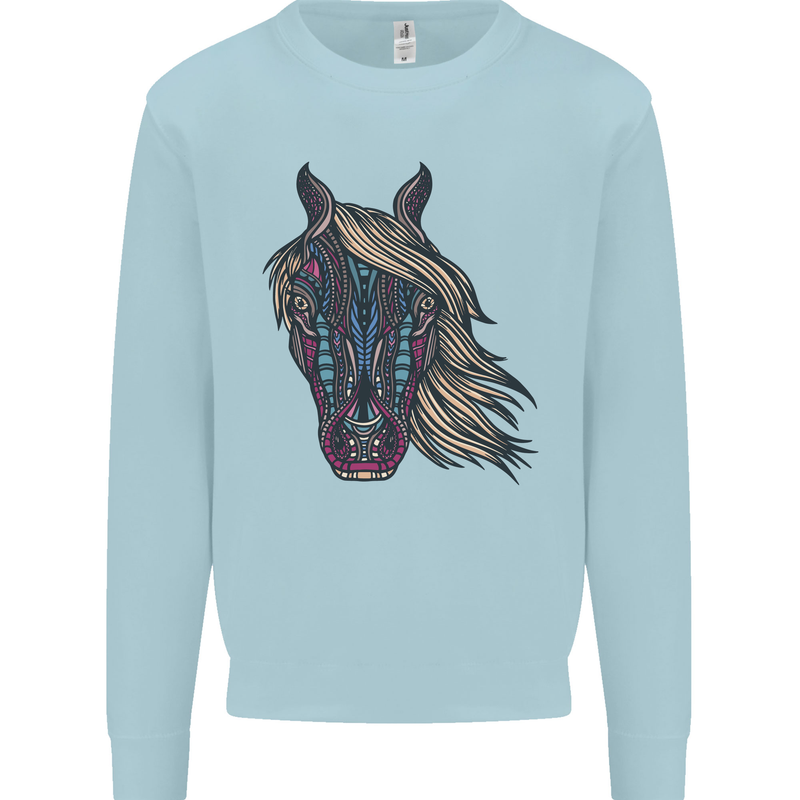 A Tribal Horse Equestrian Mens Sweatshirt Jumper Light Blue