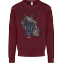 A Tribal Horse Equestrian Mens Sweatshirt Jumper Maroon