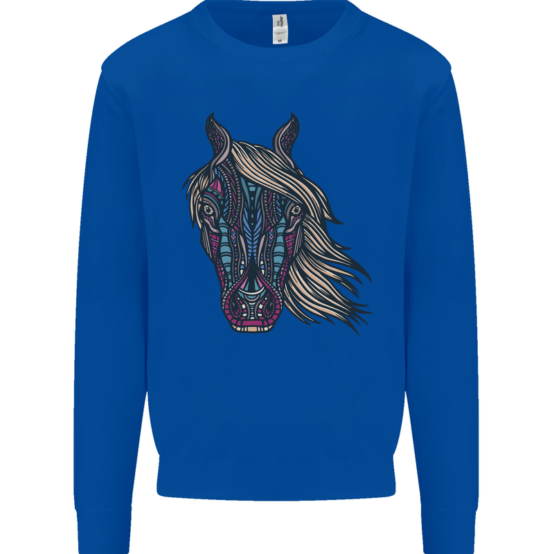 A Tribal Horse Equestrian Mens Sweatshirt Jumper Royal Blue