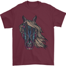 A Tribal Horse Equestrian Mens T-Shirt 100% Cotton Maroon