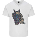 A Tribal Horse Equestrian Mens V-Neck Cotton T-Shirt White