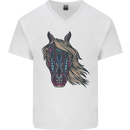 A Tribal Horse Equestrian Mens V-Neck Cotton T-Shirt White
