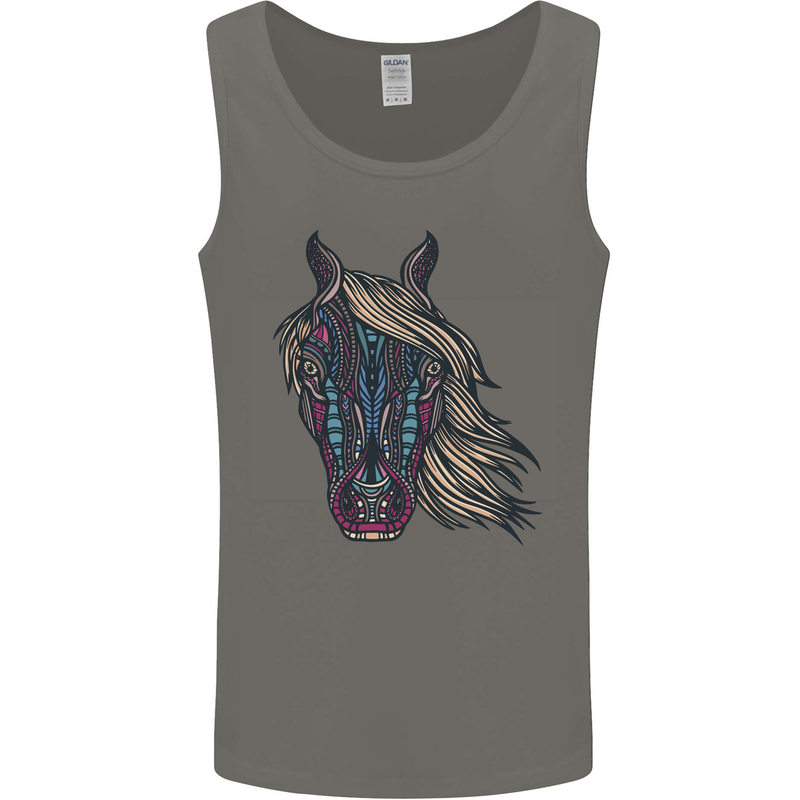 A Tribal Horse Equestrian Mens Vest Tank Top Charcoal