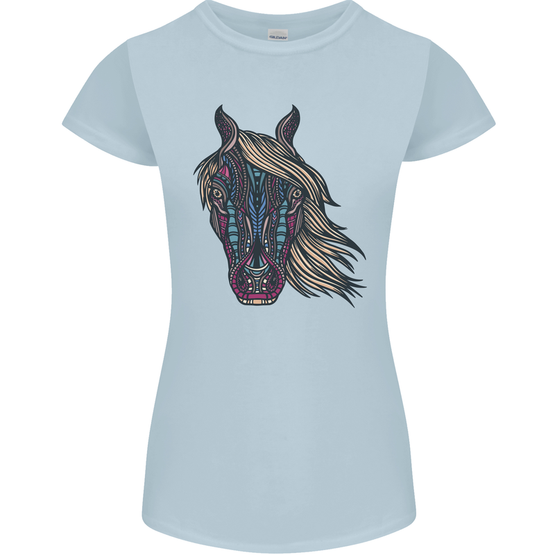 A Tribal Horse Equestrian Womens Petite Cut T-Shirt Light Blue