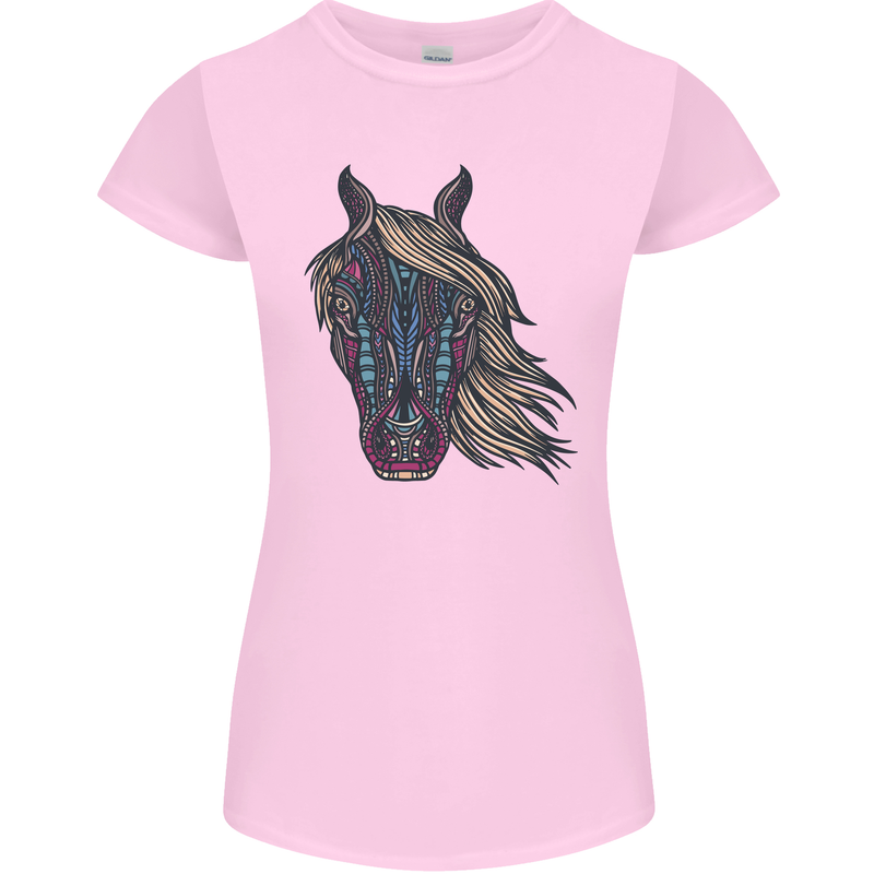 A Tribal Horse Equestrian Womens Petite Cut T-Shirt Light Pink