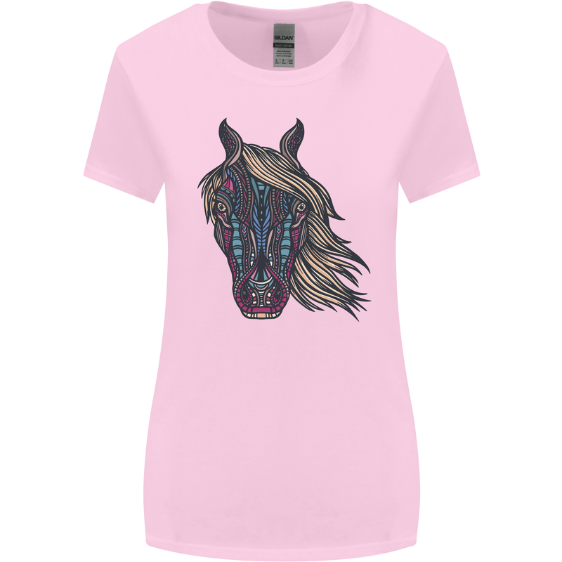 A Tribal Horse Equestrian Womens Wider Cut T-Shirt Light Pink
