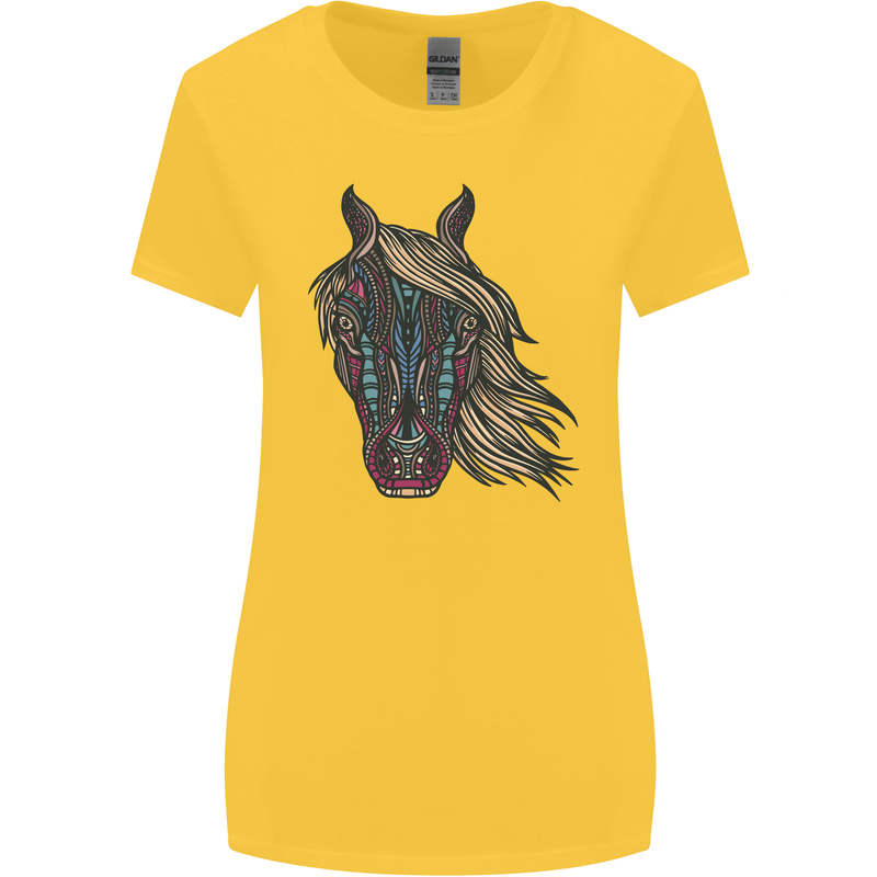 A Tribal Horse Equestrian Womens Wider Cut T-Shirt Yellow
