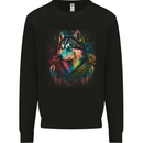 A Tribal Husky Dog Kids Sweatshirt Jumper Black