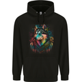 A Tribal Husky Dog Mens 80% Cotton Hoodie Black