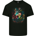 A Tribal Husky Dog Mens Cotton T-Shirt Tee Top Black