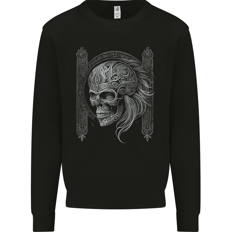 A Tribal Skull Celtic Mens Sweatshirt Jumper Black