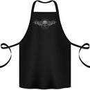 A Tribal Skull With Wings Gothic Goth Rock Music Cotton Apron 100% Organic Black