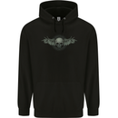 A Tribal Skull With Wings Gothic Goth Rock Music Mens 80% Cotton Hoodie Black