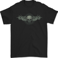 A Tribal Skull With Wings Gothic Goth Rock Music Mens T-Shirt 100% Cotton Black
