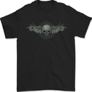 A Tribal Skull With Wings Gothic Goth Rock Music Mens T-Shirt 100% Cotton Black