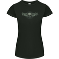 A Tribal Skull With Wings Gothic Goth Rock Music Womens Petite Cut T-Shirt Black