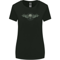 A Tribal Skull With Wings Gothic Goth Rock Music Womens Wider Cut T-Shirt Black