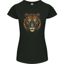 A Tribal Tiger Head Fantasy Womens Petite Cut T-Shirt Black