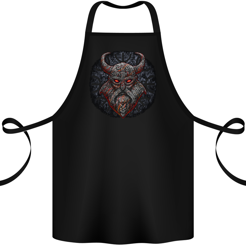 A Tribal Viking With Symbols Cotton Apron 100% Organic Black