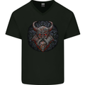 A Tribal Viking With Symbols Mens V-Neck Cotton T-Shirt Black
