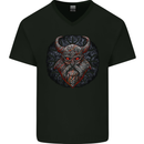 A Tribal Viking With Symbols Mens V-Neck Cotton T-Shirt Black
