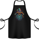 A Trippy Old Fantasy Wizard Cotton Apron 100% Organic Black
