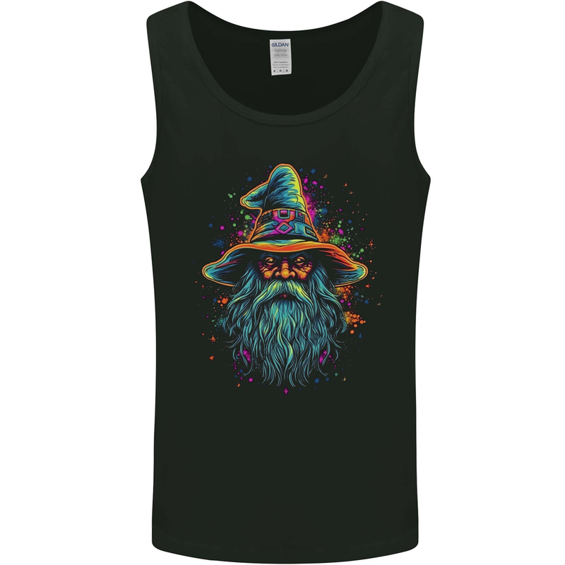 A Trippy Old Fantasy Wizard Mens Vest Tank Top Black