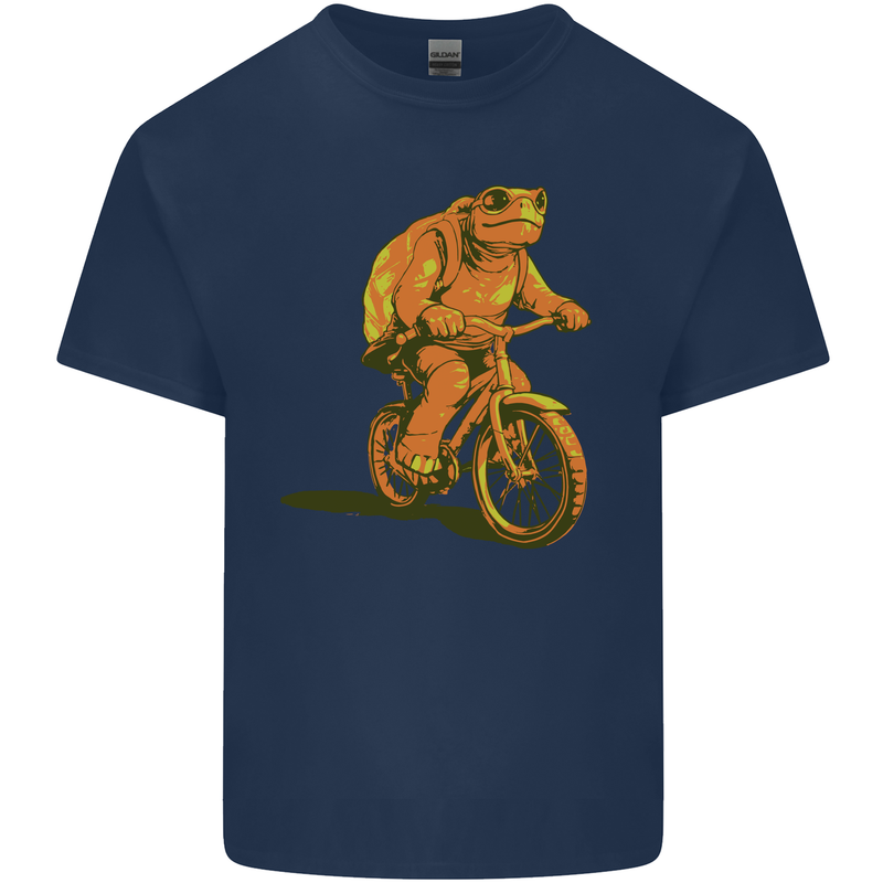 A Turtle Riding a Bicycle Cycling Cyclist Bike Kids T-Shirt Childrens Navy Blue