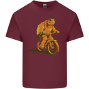 A Turtle Riding a Bicycle Cycling Cyclist Bike Mens Cotton T-Shirt Tee Top Maroon