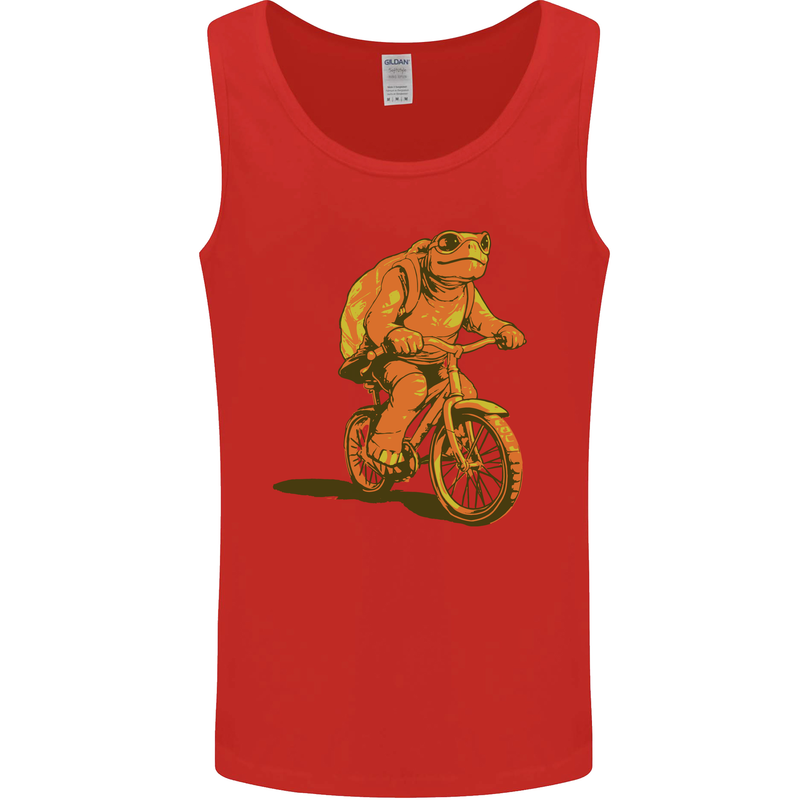 A Turtle Riding a Bicycle Cycling Cyclist Bike Mens Vest Tank Top Red