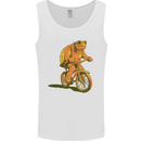 A Turtle Riding a Bicycle Cycling Cyclist Bike Mens Vest Tank Top White