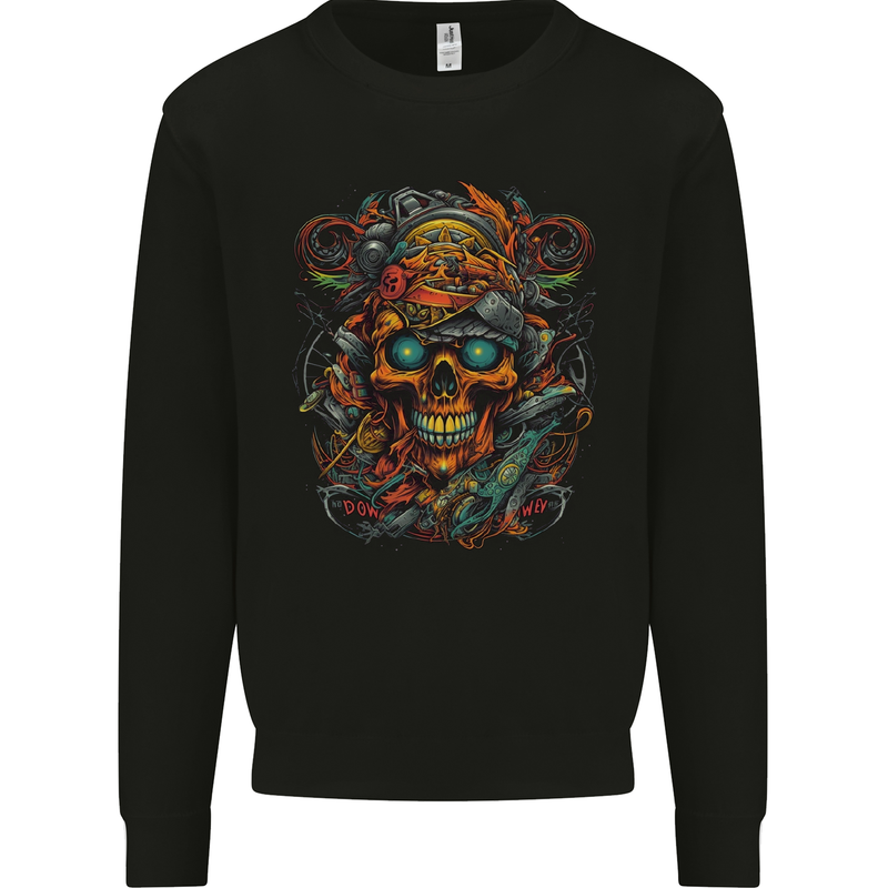 A Twisted FUBAR Skull Demon Pirate Mens Sweatshirt Jumper Black