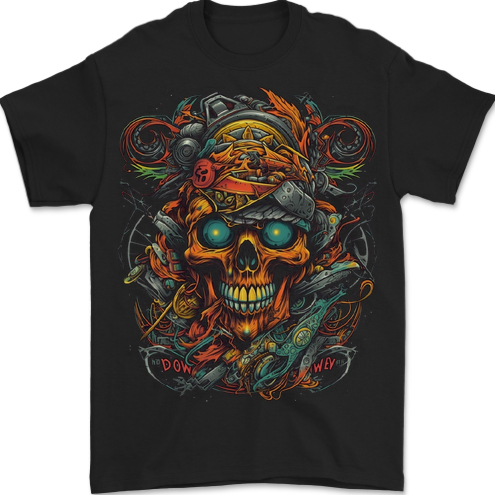 A Twisted FUBAR Skull Demon Pirate Mens T-Shirt 100% Cotton BLACK