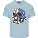 A USA Human Skull Flag America Kids T-Shirt Childrens Light Blue