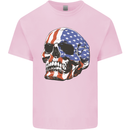 A USA Human Skull Flag America Kids T-Shirt Childrens Light Pink