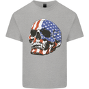 A USA Human Skull Flag America Kids T-Shirt Childrens Sports Grey