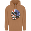 A USA Human Skull Flag America Mens 80% Cotton Hoodie Caramel Latte