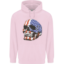 A USA Human Skull Flag America Mens 80% Cotton Hoodie Light Pink