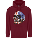 A USA Human Skull Flag America Mens 80% Cotton Hoodie Maroon
