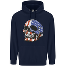 A USA Human Skull Flag America Mens 80% Cotton Hoodie Navy Blue