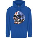 A USA Human Skull Flag America Mens 80% Cotton Hoodie Royal Blue